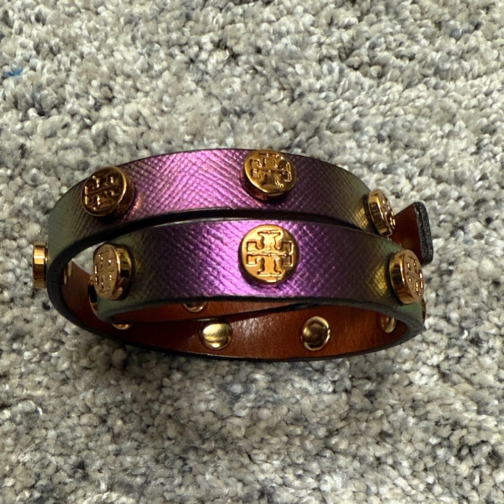 Tory Burch Iridescent Purple and Gold Bracelet